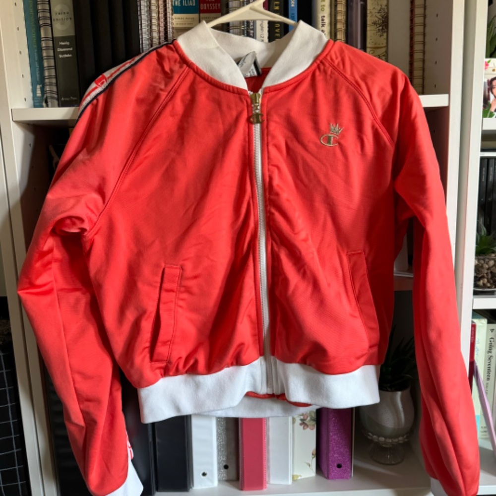 Champion orange/peach and white vintage jacket